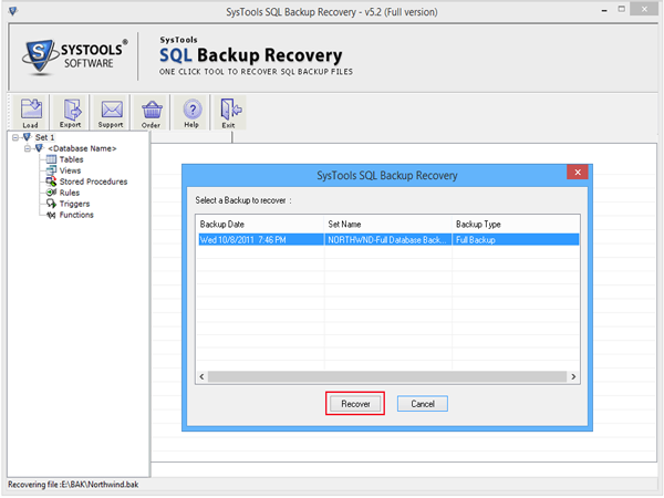 Select Backup to Recover