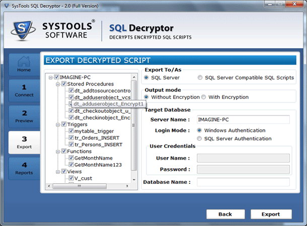 Export Decrypted Database