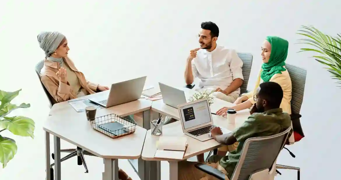 Team working together in an office