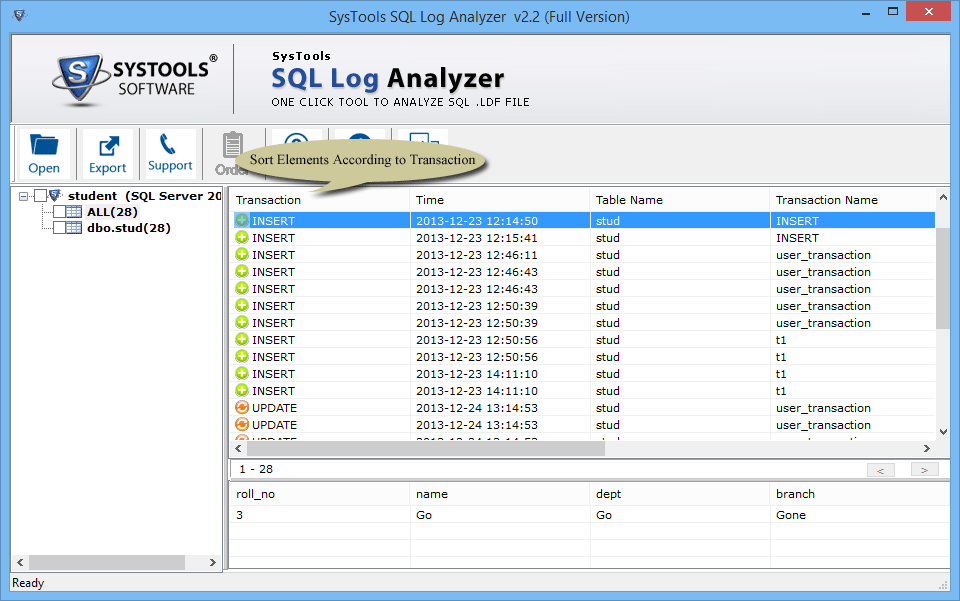 Sort Elements According to Transactions